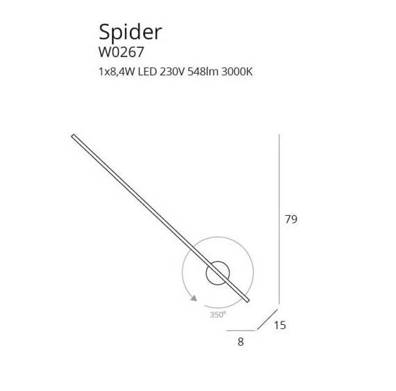 Lampa ścienna Długa Maxlight Spider W0267 Czarna IP44