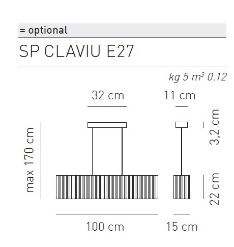 Oprawa Wisząca Clavius SP E27 AXO Light biała 100cm